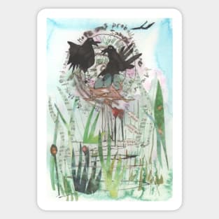 Nesting Crows in summer time, birds in their nest Sticker